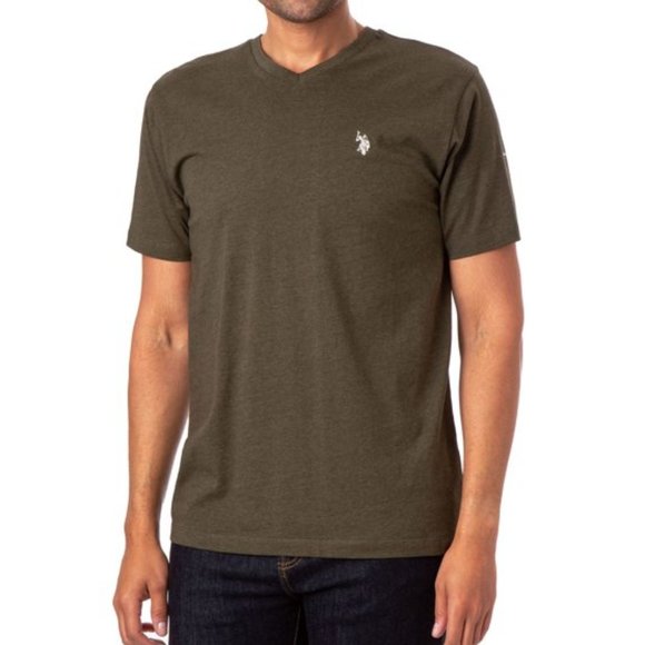 U.S. Polo Assn. Men's Short Sleeve V-Neck Tee (Army Heather) - Picture 1 of 3